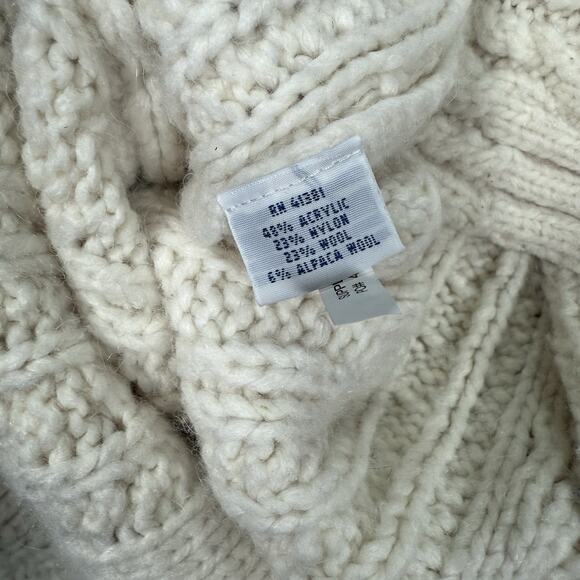 Polo Ralph Lauren Cable Knit Turtleneck Sweater Womens Size XS Beige Wool Blend - Picture 6 of 8